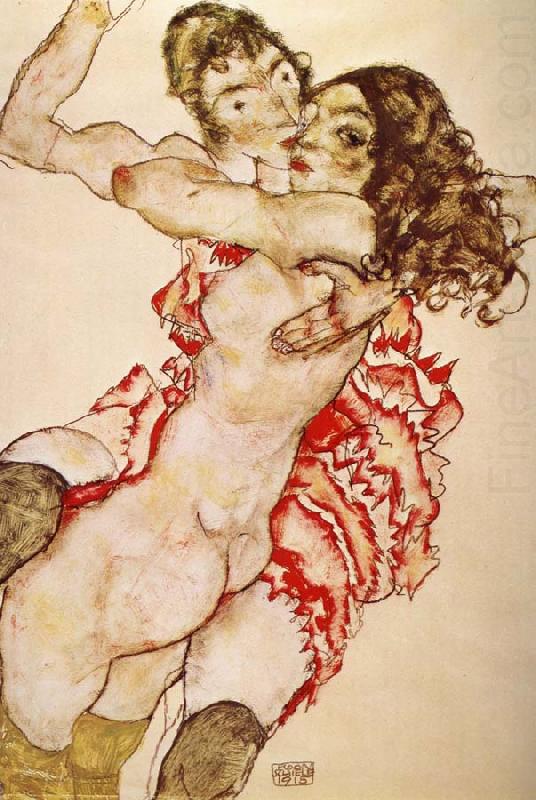 Egon Schiele Two Girls Embracing Each other china oil painting image